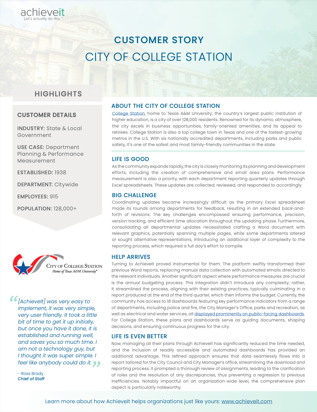 City of College Station, Texas Customer Story